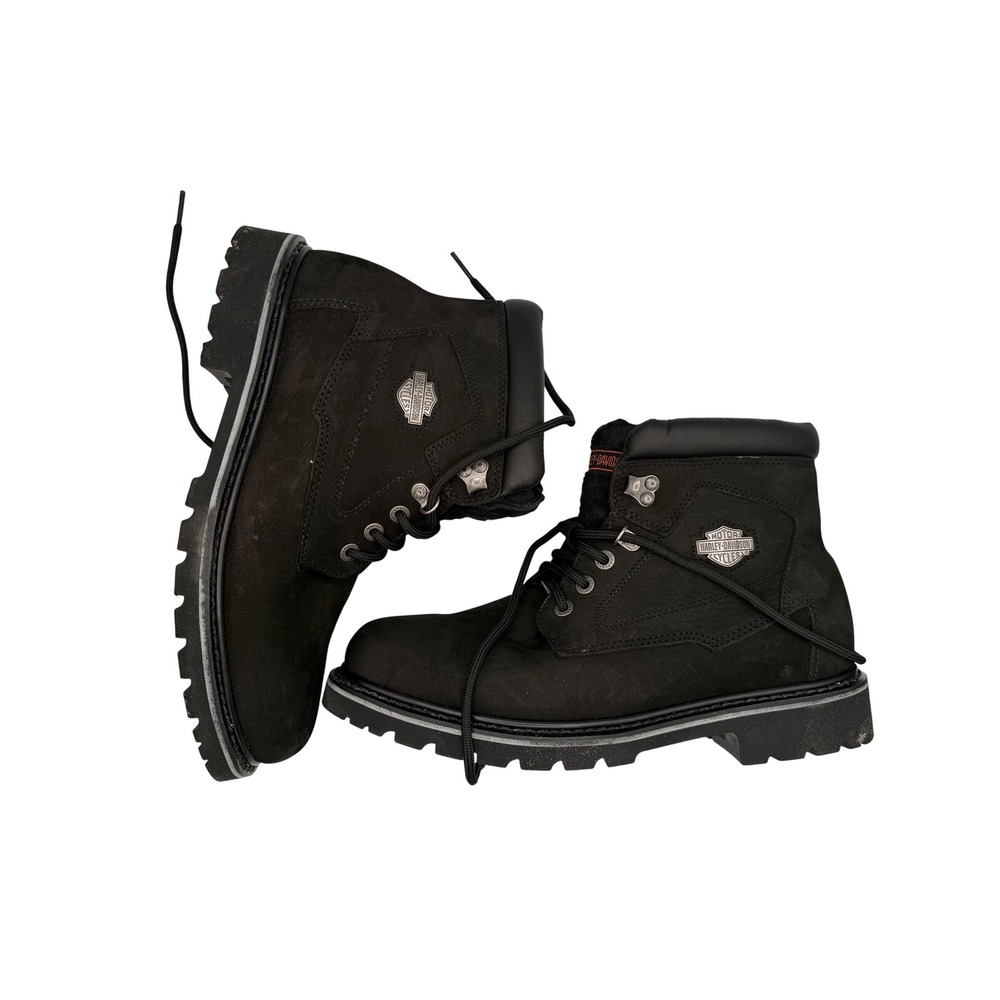 Harley-Davidson Mens El Paso Black Leather‎ Boots D91005 Size 10.5 M Lace Up Lug